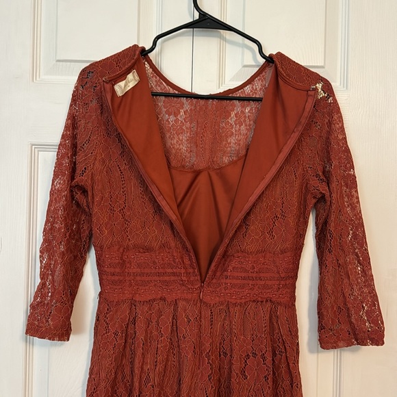 Burnt orange lace alterd state dress, size M - Picture 3 of 8